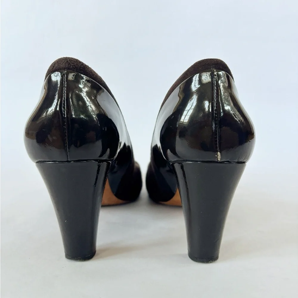 Modern Vintage Brown Suede & Patent Leather Pumps | EU 38.5 | Italy